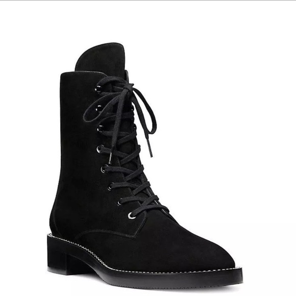 STUART WEITZMAN SONDRA SHINE COMBAT LACE UP CRYSTAL EMBELLISHED BOOTS, sz 10.5 - Picture 4 of 5